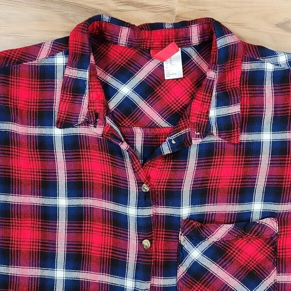 🧚♂️H&M Divided Red & Blue Plaid Long Sleeved Tunic Top Size 10 - Picture 4 of 13